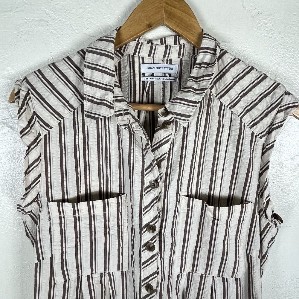 Urban Outfitters Striped Cotton Romper Playsuit Button Front Pockets Size M - Picture 11 of 15